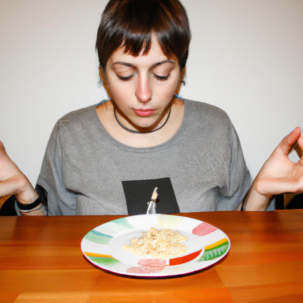 Person meditating while eating